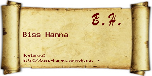 Biss Hanna névjegykártya